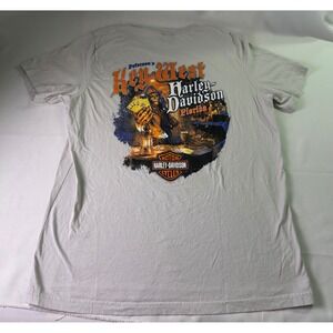 Harley-Davidson Key West Florida Shirt XL Peterson's Pirate Skeleton Poker White